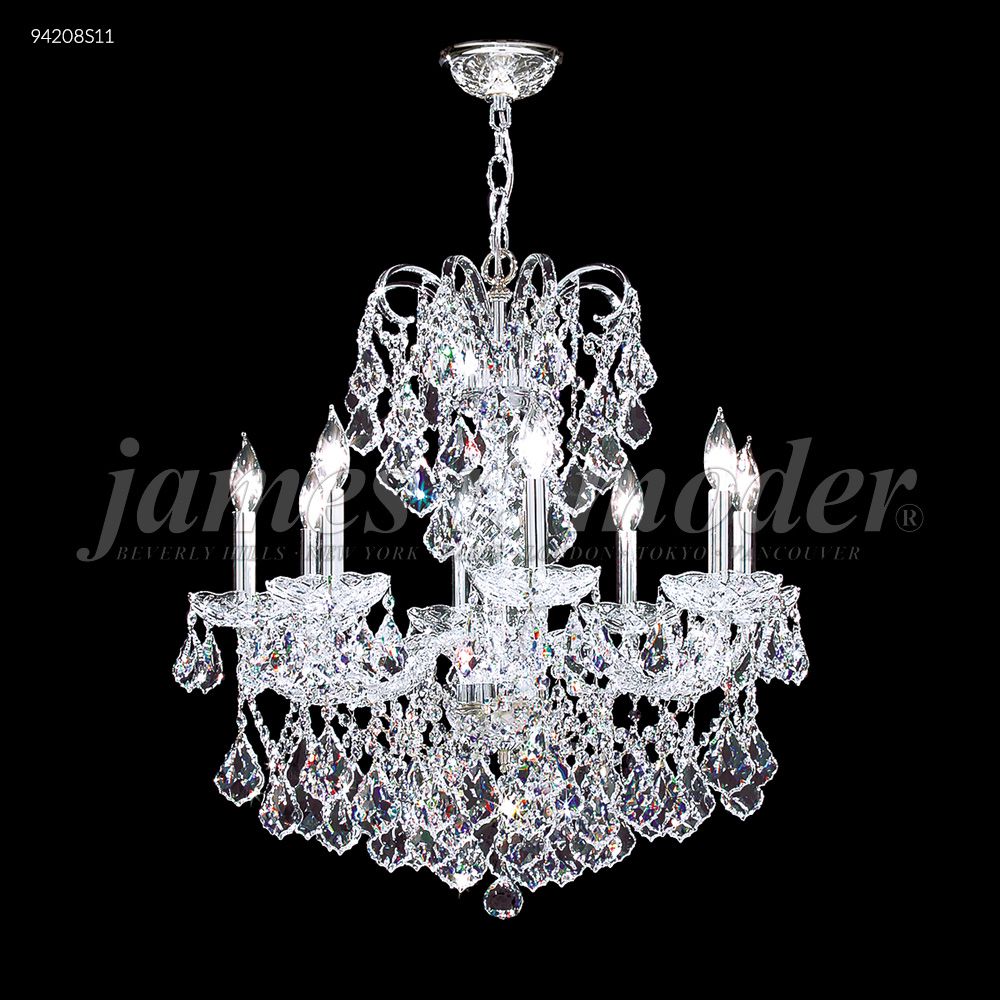 James R Moder Crystal 94208S11 Vienna 8 Glass Arm Chandelier in Silver