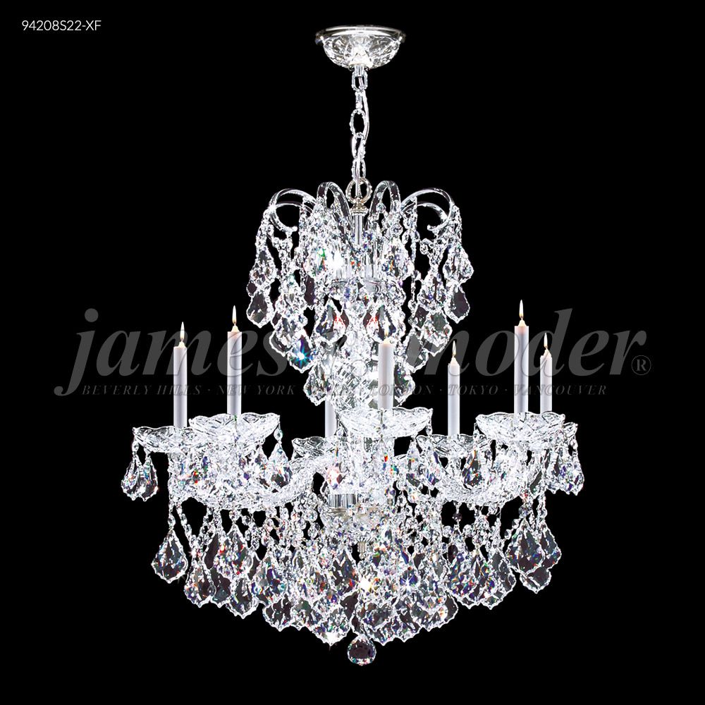James R Moder Crystal 94208S22-XF Vienna 8 Glass Arm Chandelier in Silver