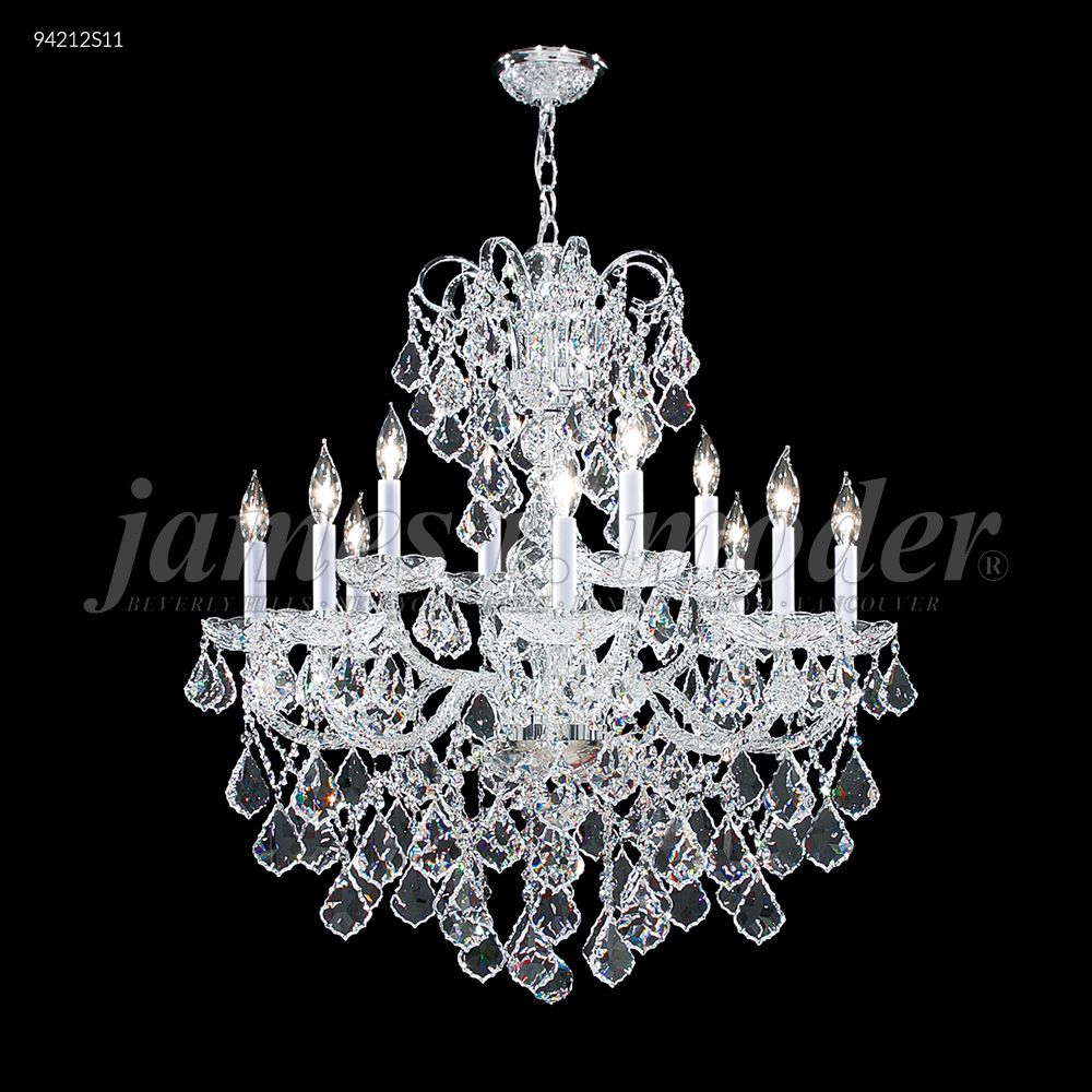 James R Moder Crystal 94212S11 Vienna 12 Glass Arm Chandelier in Silver