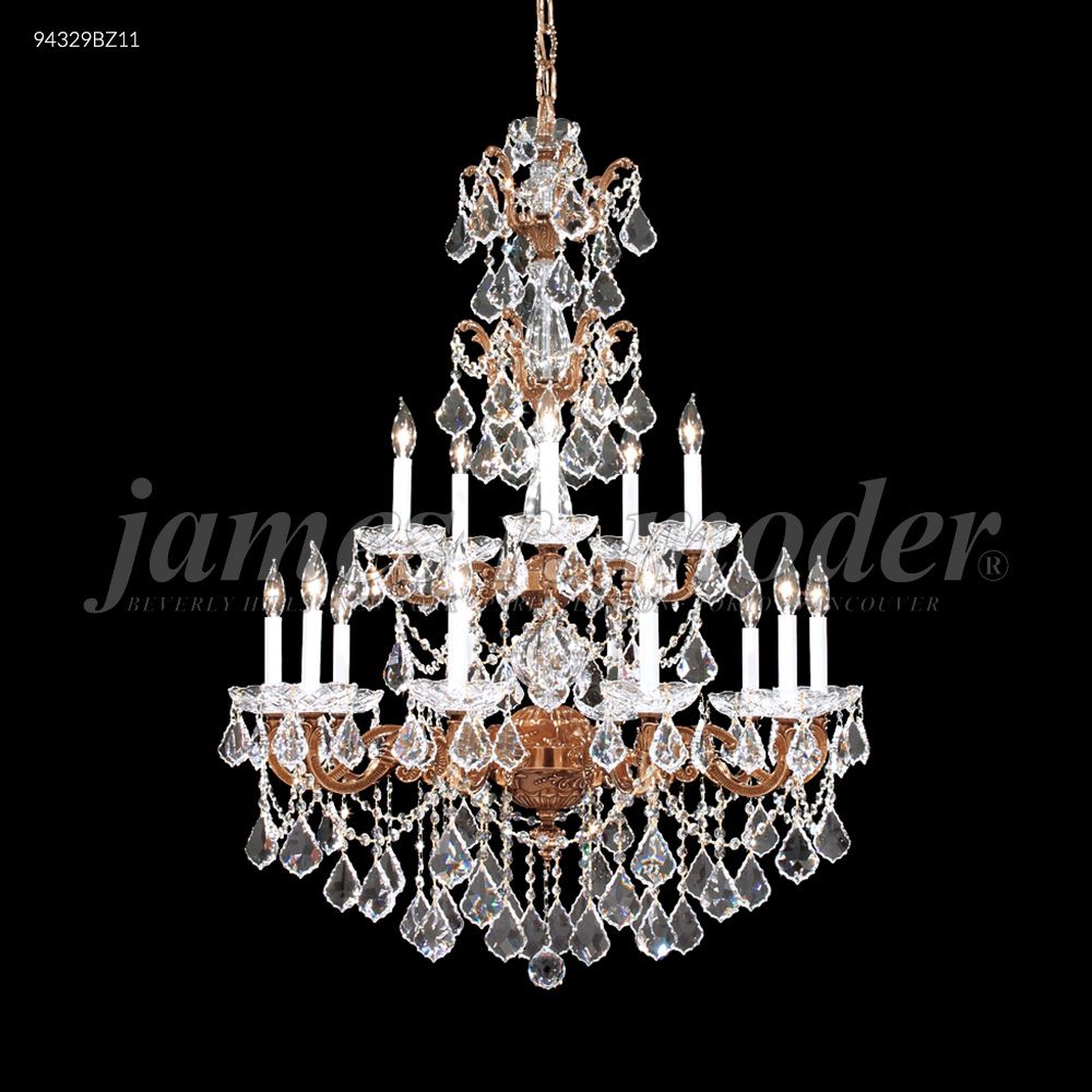 James R Moder Crystal 94329BZ11 Madrid Cast Brass 15Arm Entry Chandelier in Bronze