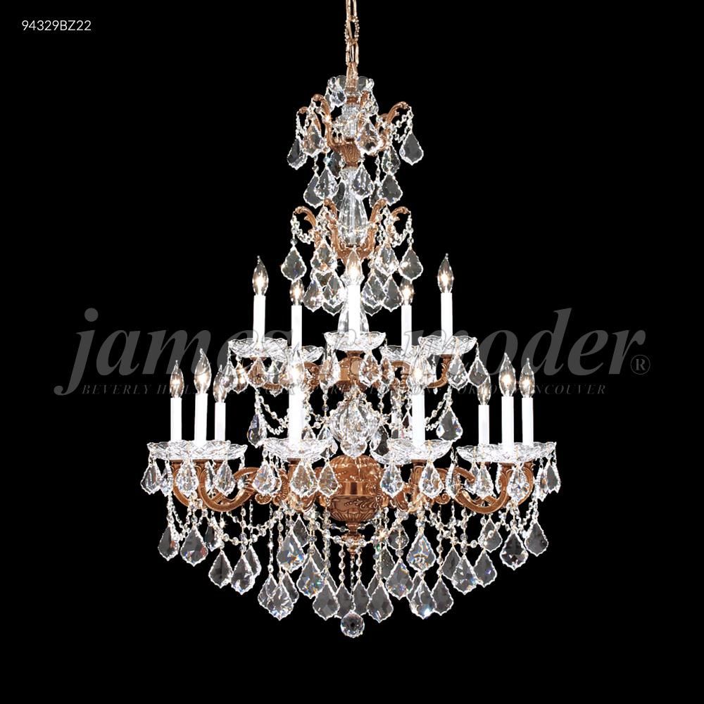 James R Moder Crystal 94329GB00 Madrid Cast Brass 15Arm Entry Chandelier in Gold-Brown Patina