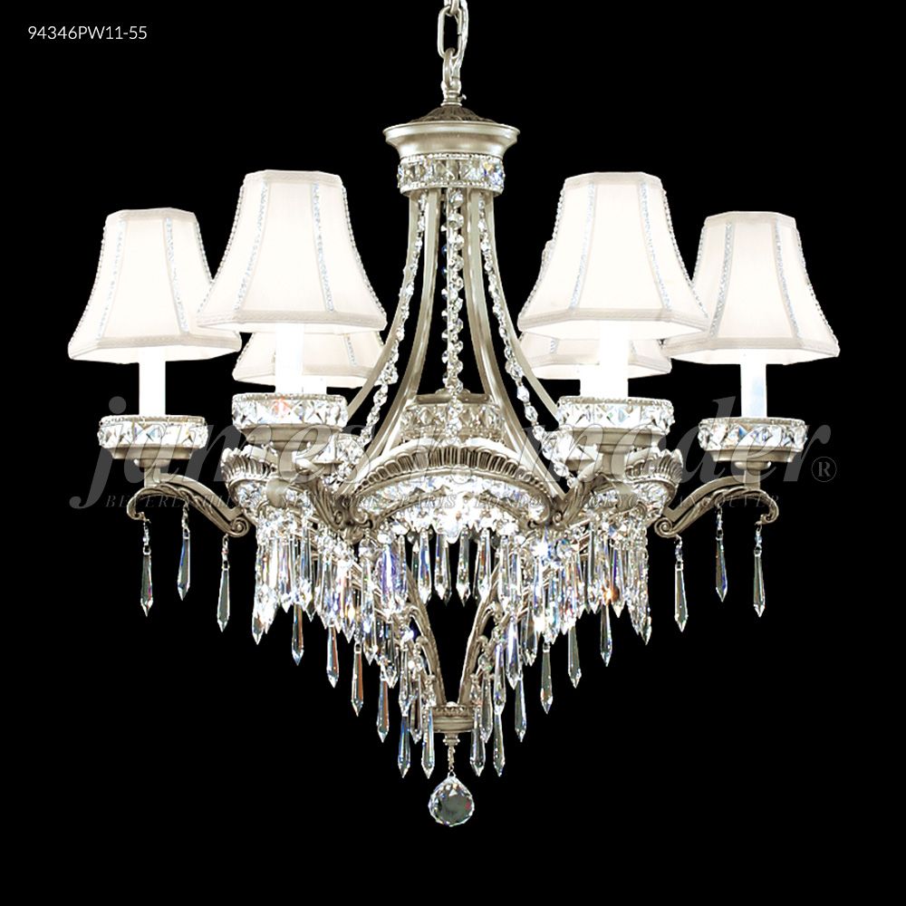 James R Moder Crystal 94346PW11-55 Dynasty Cast Brass 6 Arm Chandelier in Pewter