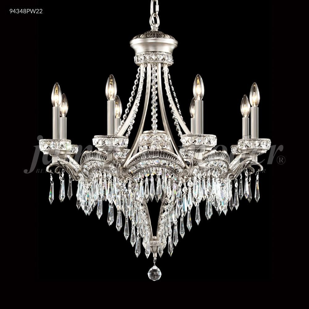 James R Moder Crystal 94348PW00-55 Dynasty Cast Brass 8 Arm Chandelier in Pewter