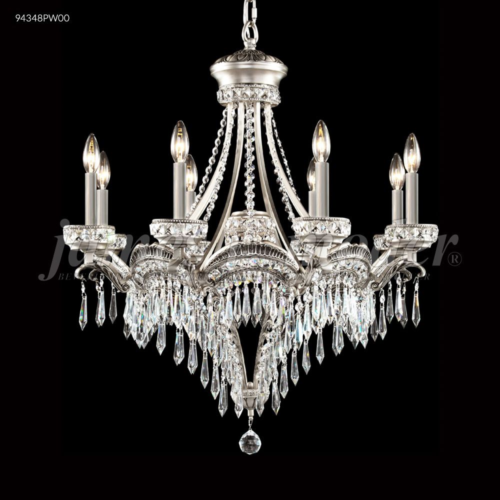 James R Moder Crystal 94348PW00 Dynasty Cast Brass 8 Arm Chandelier in Pewter