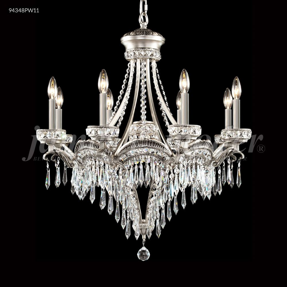 James R Moder Crystal 94348PW11 Dynasty Cast Brass 8 Arm Chandelier in Pewter