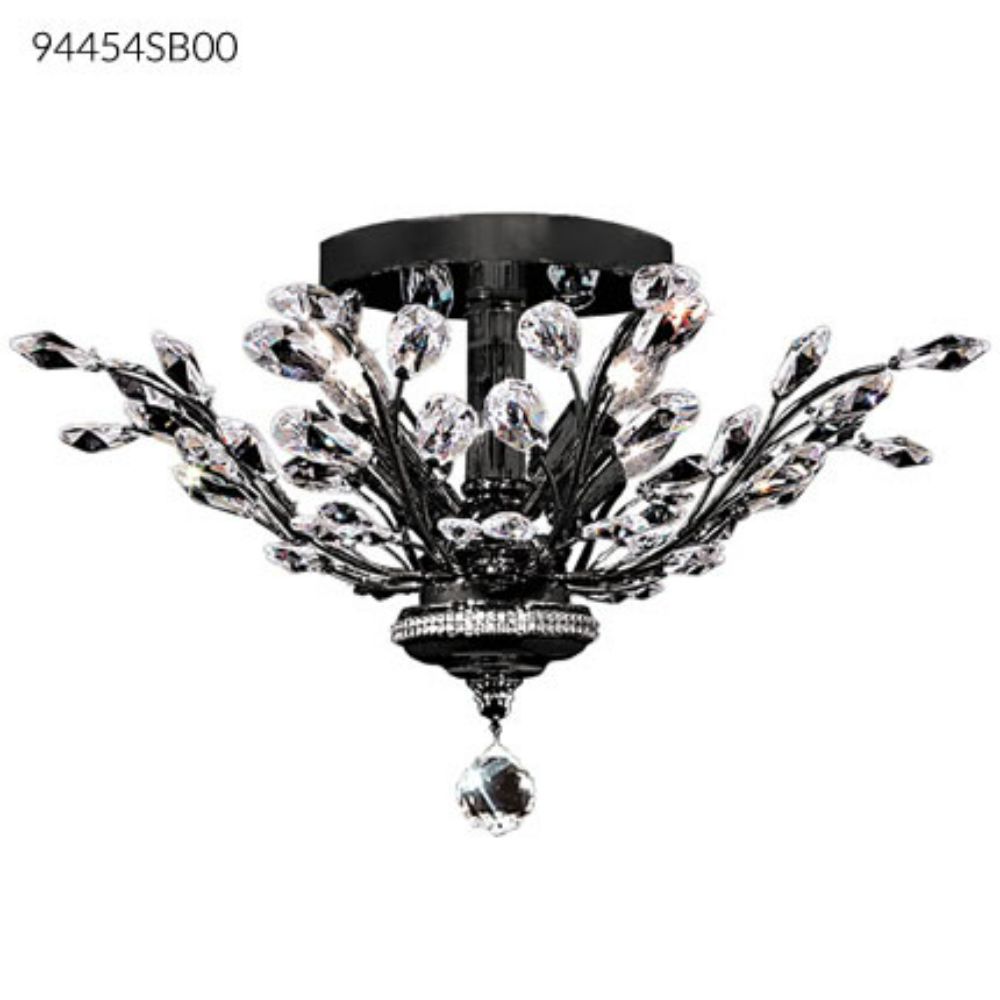 James R Moder Crystal 94454SB0T Florale Collection Flush Mount In Satin Black Finish