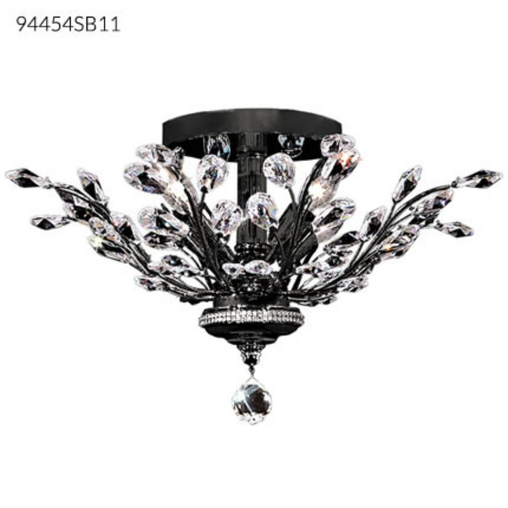 James R Moder Crystal 94454SB11 Florale Collection Flush Mount In Satin Black Finish