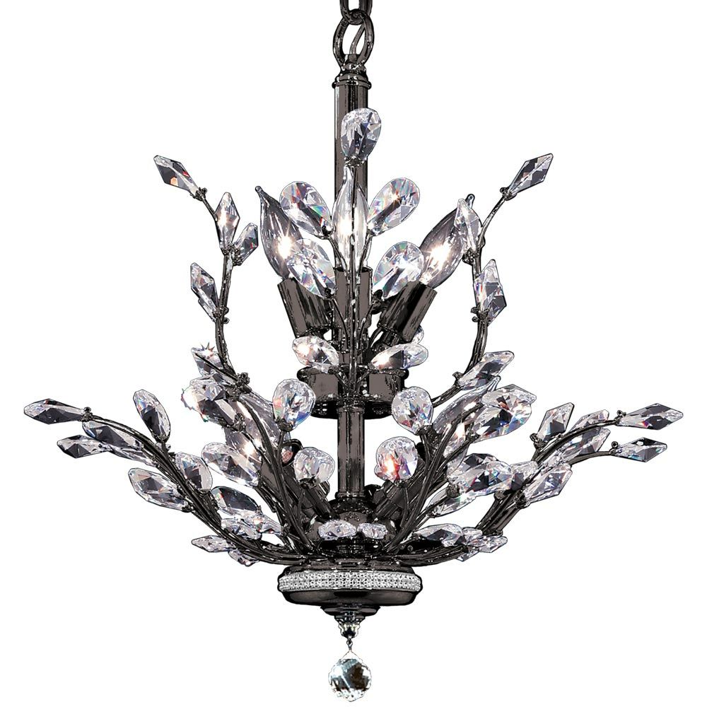 James R Moder Crystal 94456SB22 Florale Collection Chandelier In Satin Black Finish