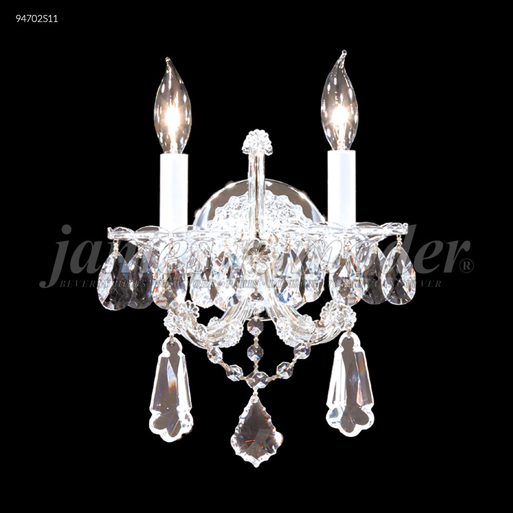 James R Moder Crystal 94702S11 Maria Theresa 2 Light Wall Sconce in Silver