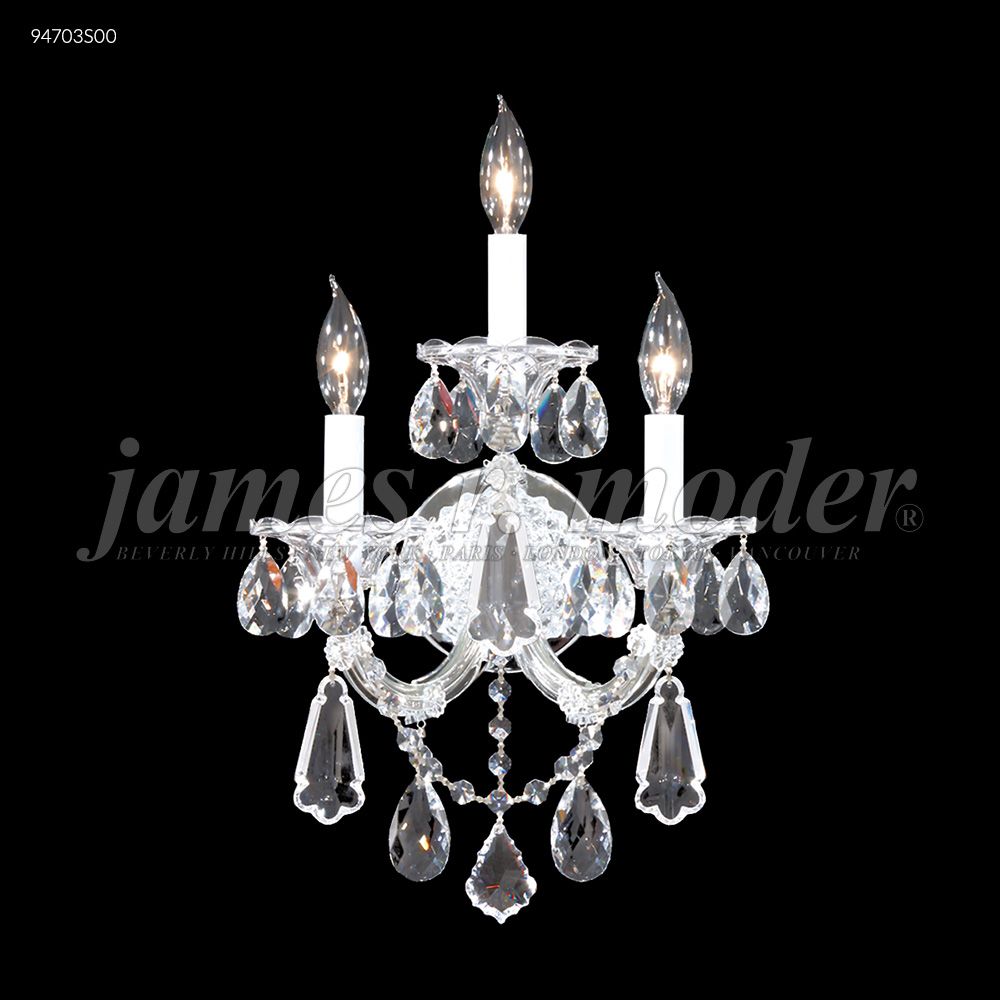 James R Moder Crystal 94703S00 Maria Theresa 3 Light Wall Sconce in Silver