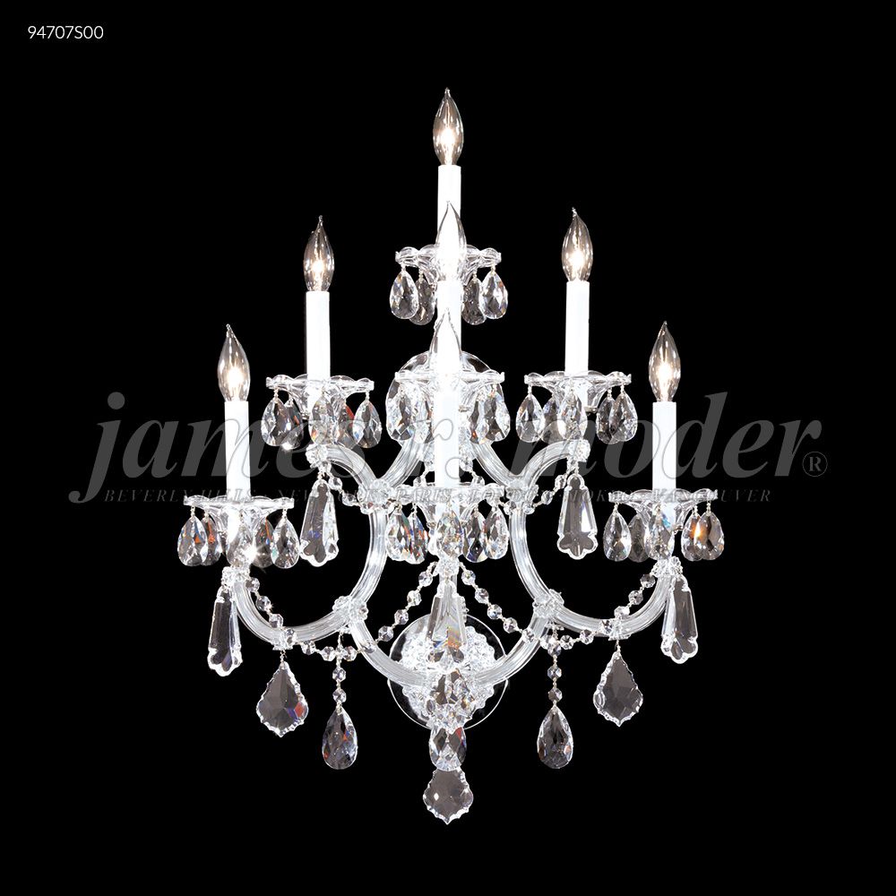 James R Moder Crystal 94707S00 Maria Theresa 7 Light Wall Sconce in Silver