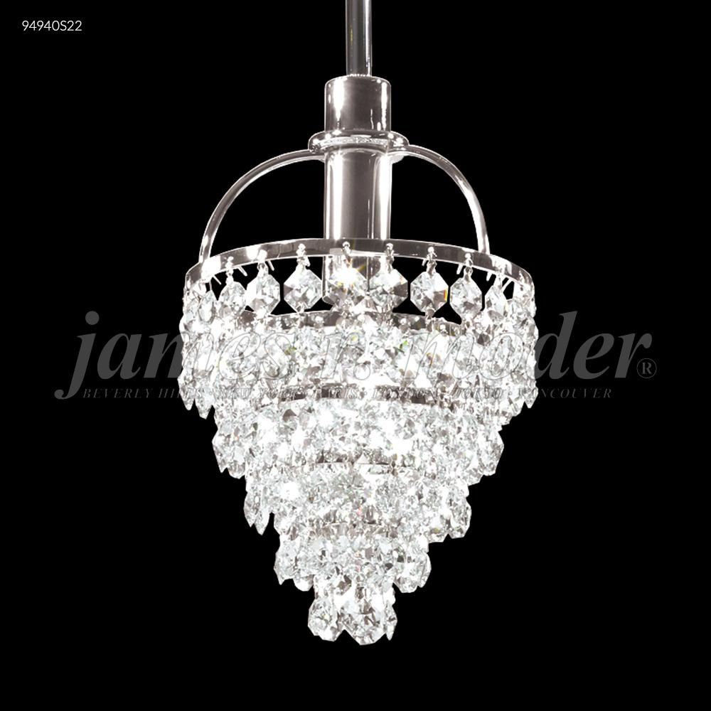 James R Moder Crystal 94940S2E Tekno Mini Pendant with Basket Head in Silver