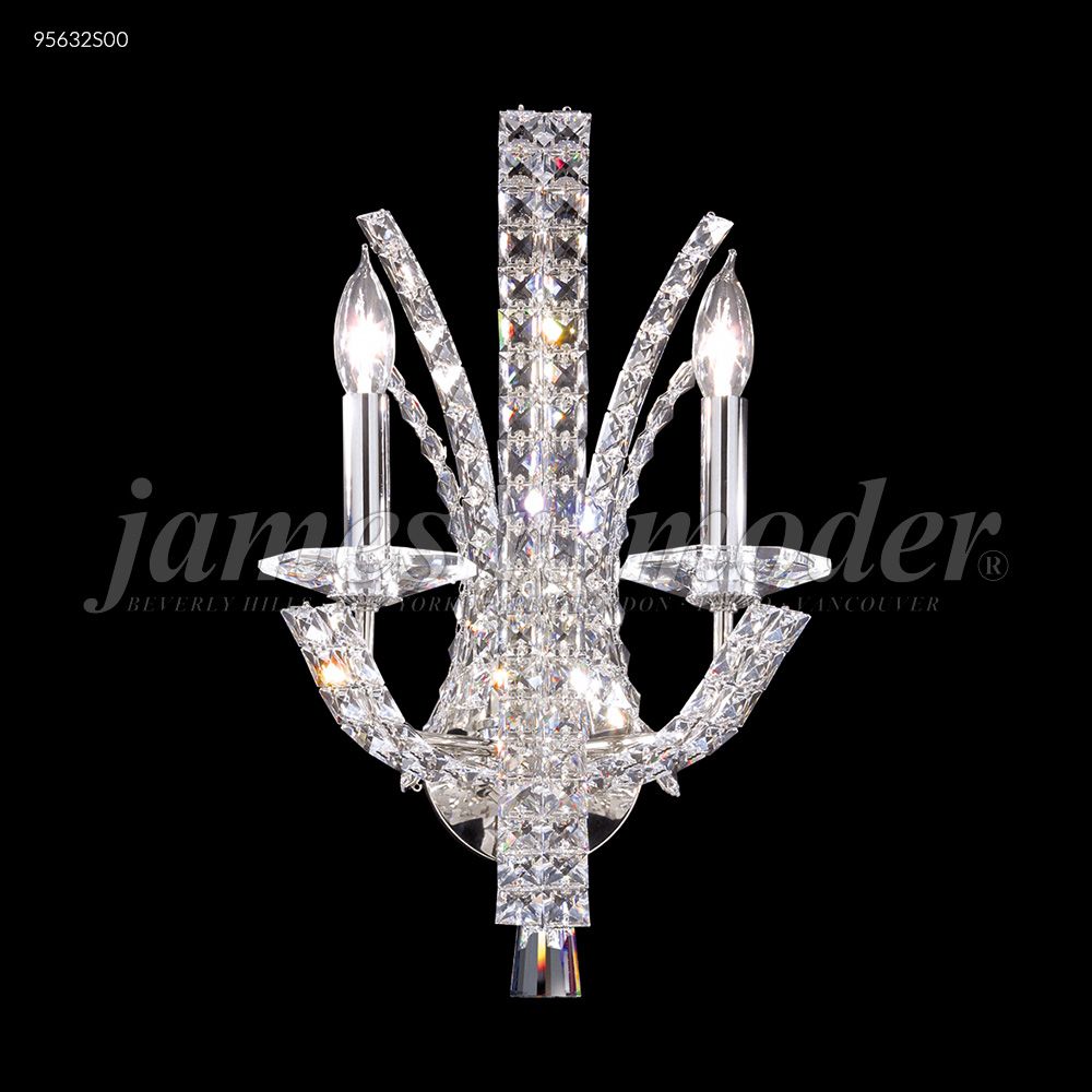 James R Moder Crystal 95632S00 Eclipse Collection 2 Arm Wall Sconce in Silver