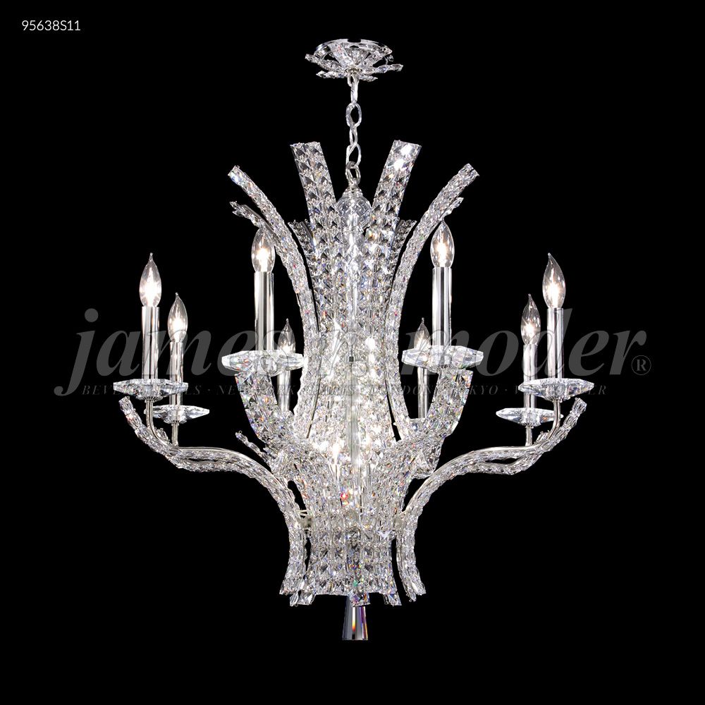 James R Moder Crystal 95638S11 Eclipse Collection 8 Arm Chandelier in Silver