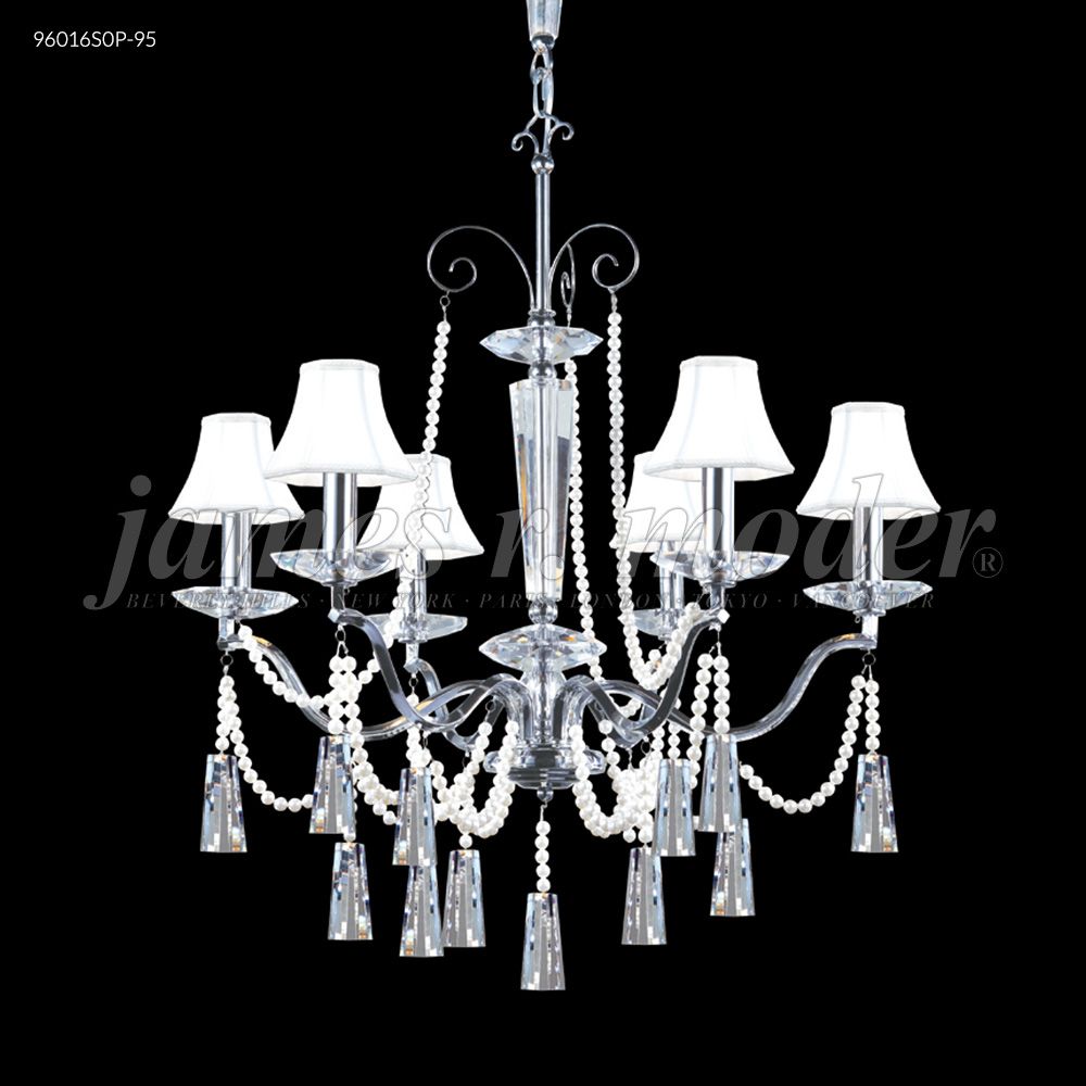 James R Moder Crystal 96016S0P-71 Pearl Collection 6 Light Chandelier In Silver Finish
