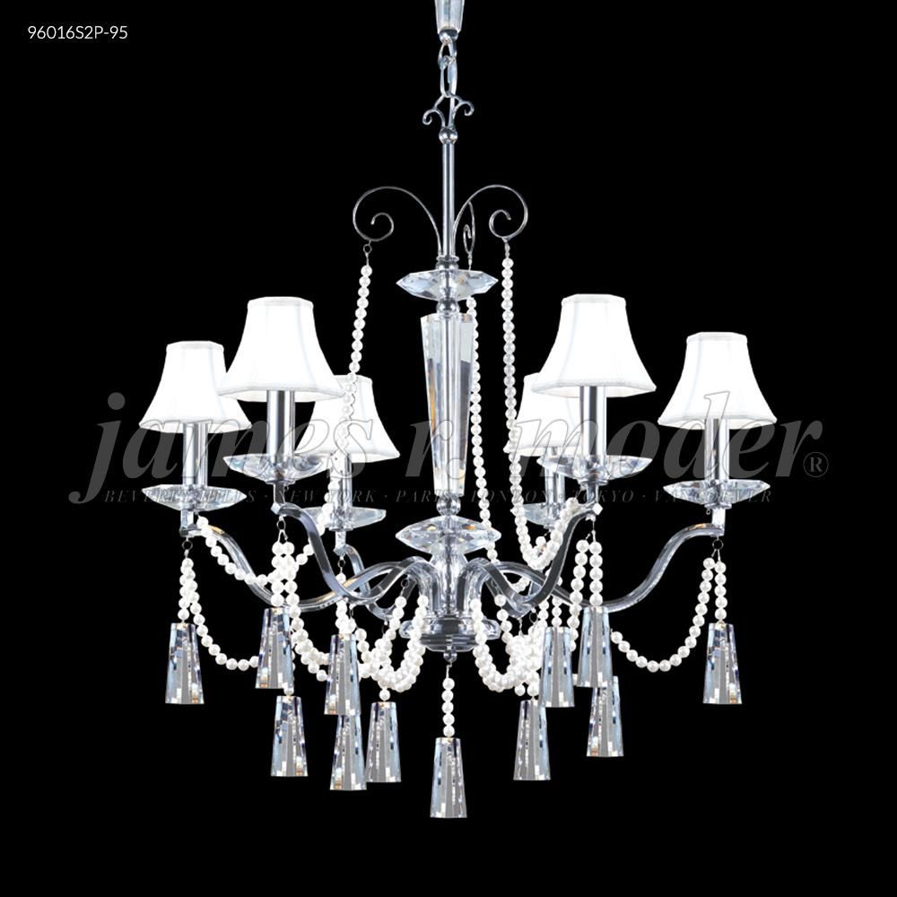 James R Moder Crystal 96016S0P Pearl Collection 6 Arm Chandelier in Silver