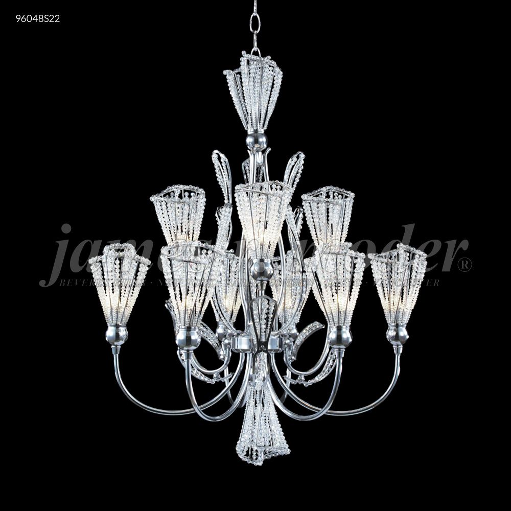 James R Moder Crystal 96048S22 Jewelry Collection 9 Arm Chandelier in Silver