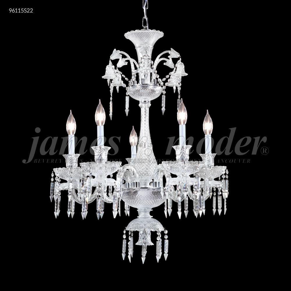 James R Moder Crystal 96115S00-74 Le Chateau 5 Arm Chandelier in Silver