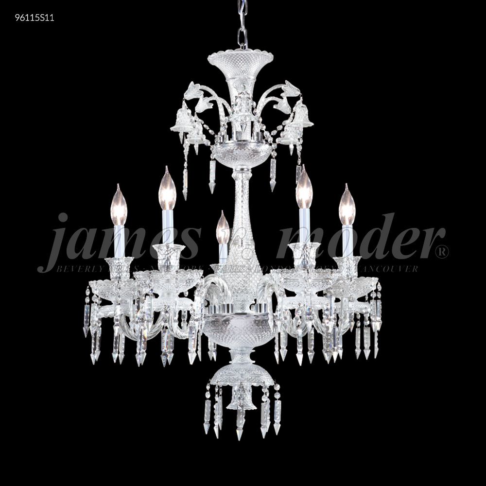 James R Moder Crystal 96115S11 Le Chateau 5 Arm Chandelier in Silver