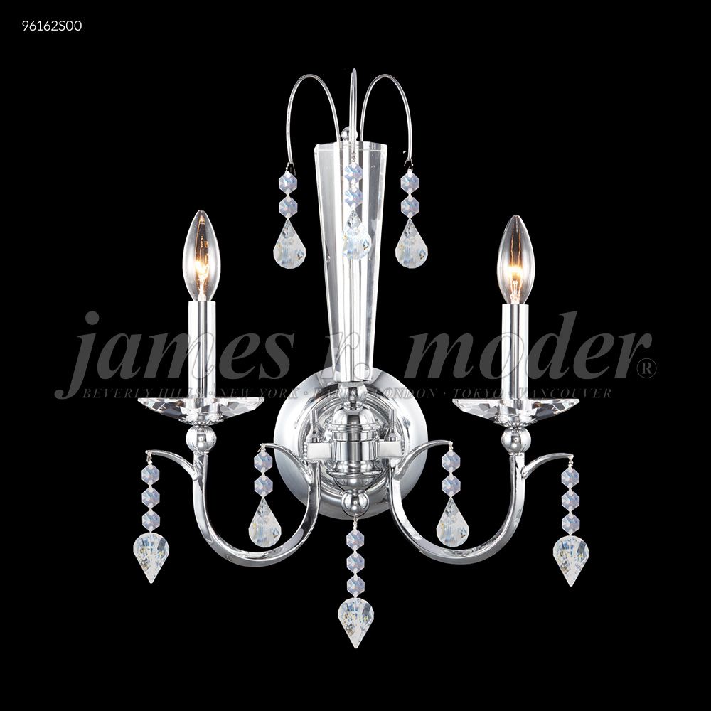 James R Moder Crystal 96162S00 Medallion 2 Arm Wall Sconce in Silver