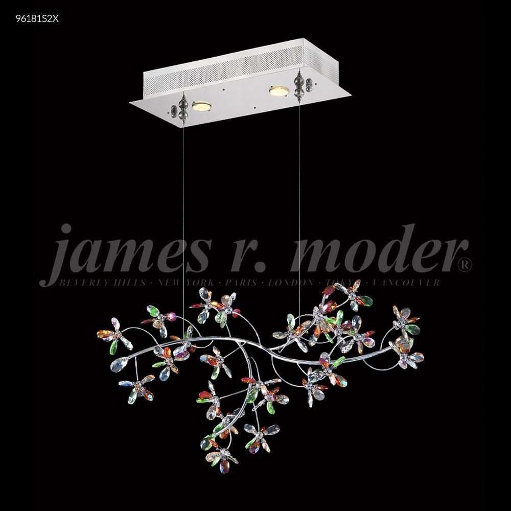 James R Moder Crystal 96181S00 Continental Fashion Floral Chandelier in Silver