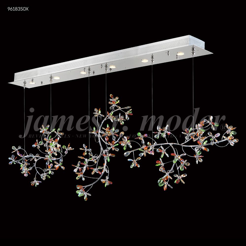James R Moder Crystal 96183S0X Continental Fashion Floral Chandelier in Silver