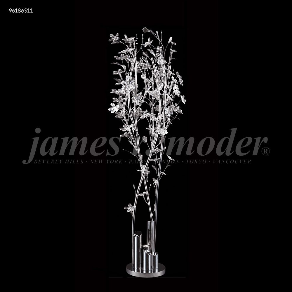 James R Moder Crystal 96186S11 Continental Fashion Floral Lamp in Silver