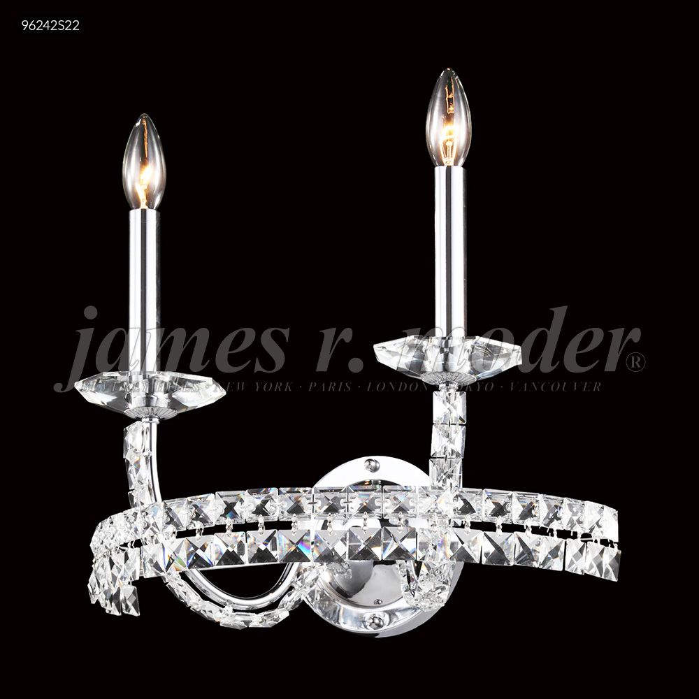 James R Moder Crystal 96242S22 Ashton Collection 2 Arm Wall Sconce in Silver