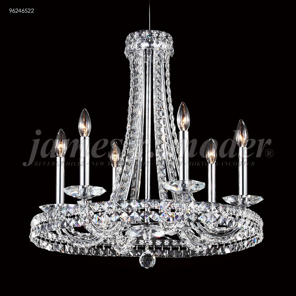 James R Moder Crystal 96246S22 Ashton Collection 6 Arm Chandelier in Silver