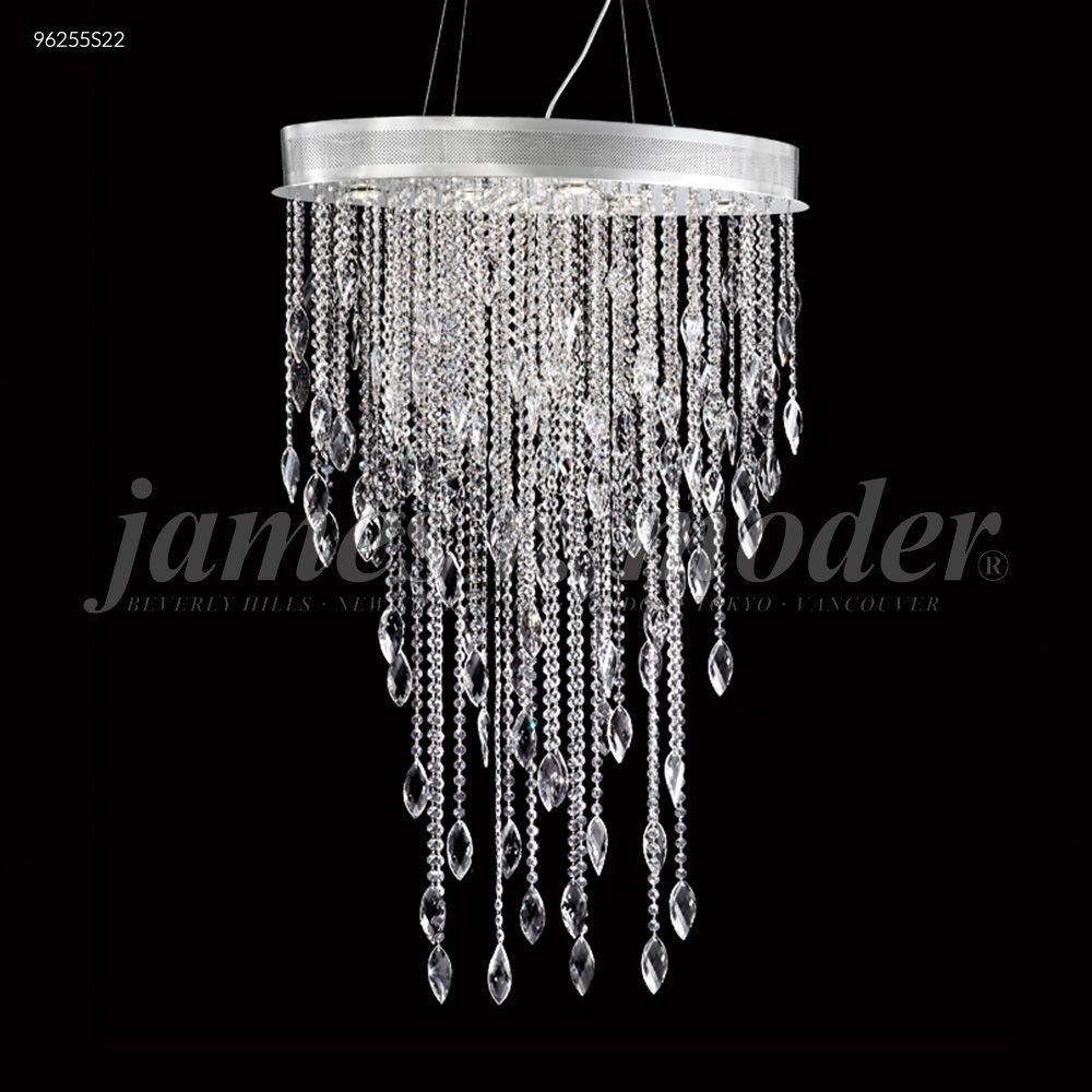 James R Moder Crystal 96255S22 Oval Sculptured Leaf Chandelier in Silver