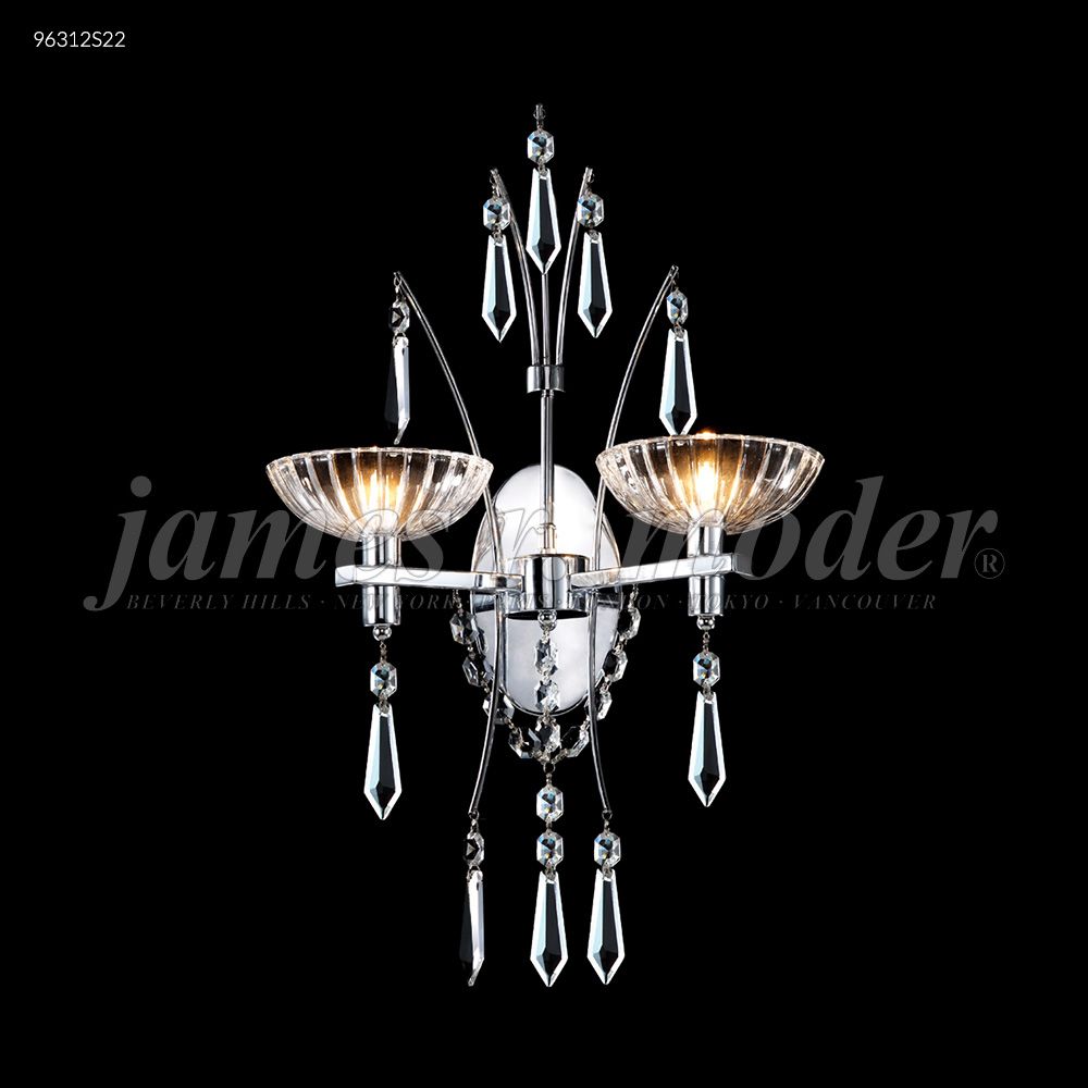 James R Moder Crystal 96312S22 Medallion Fashion 2 Arm Wall Sconce in Silver