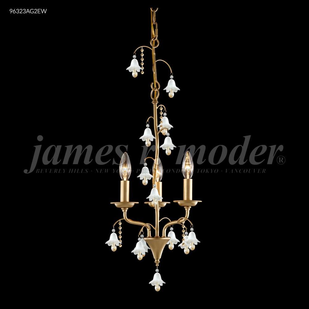 James R Moder Crystal 96323AG22E Murano Collection 3 Arm Pendant in Aged Gold
