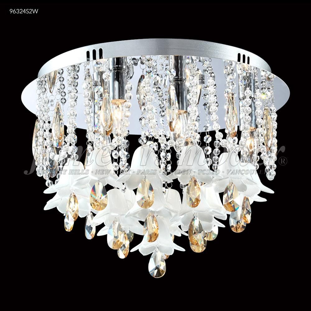 James R Moder Crystal 96324AG2BE Murano Collection Flush Mount in Aged Gold