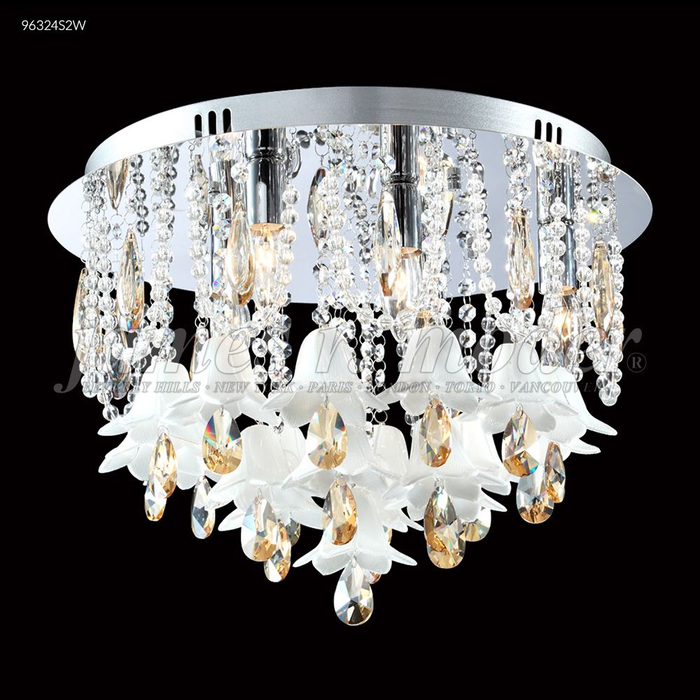 James R Moder Crystal 96324S2SW Murano Collection Flush Mount in Silver