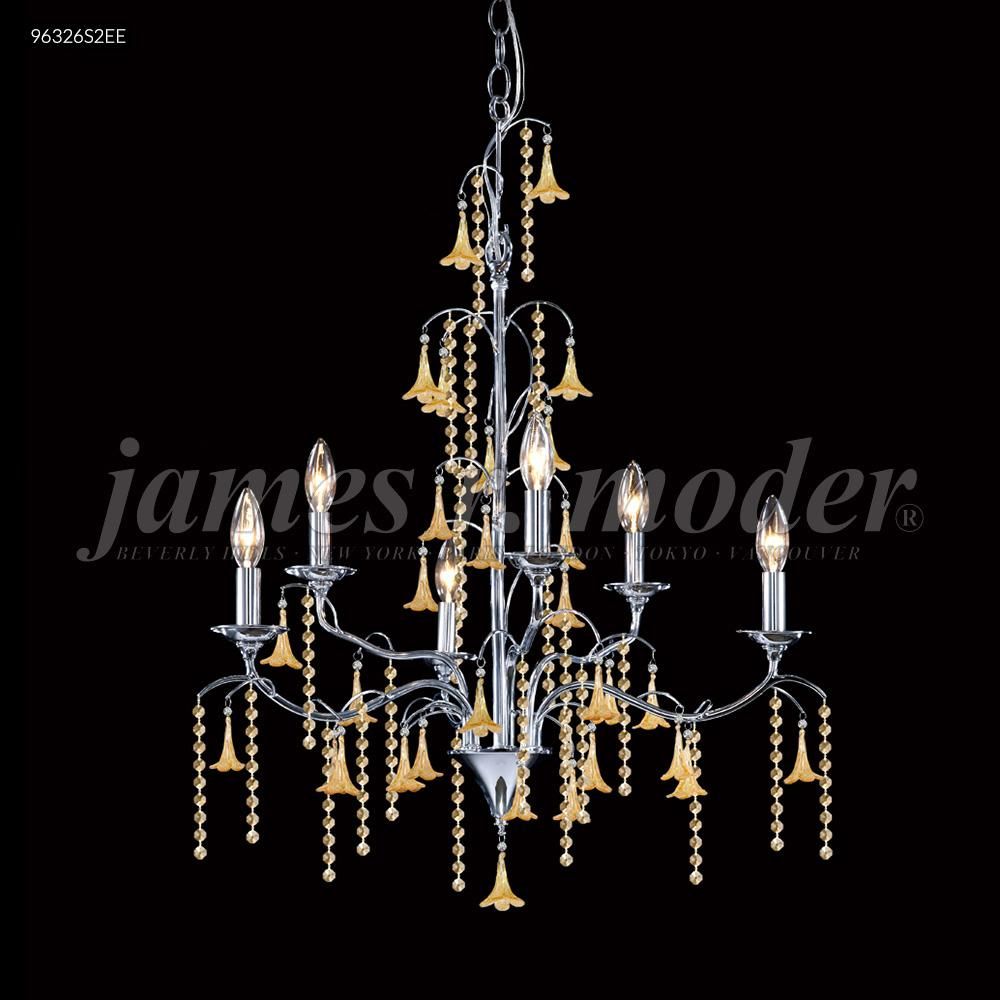 James R Moder Crystal 96326AG2GTE Murano Collection 6 Arm Chandelier in Aged Gold
