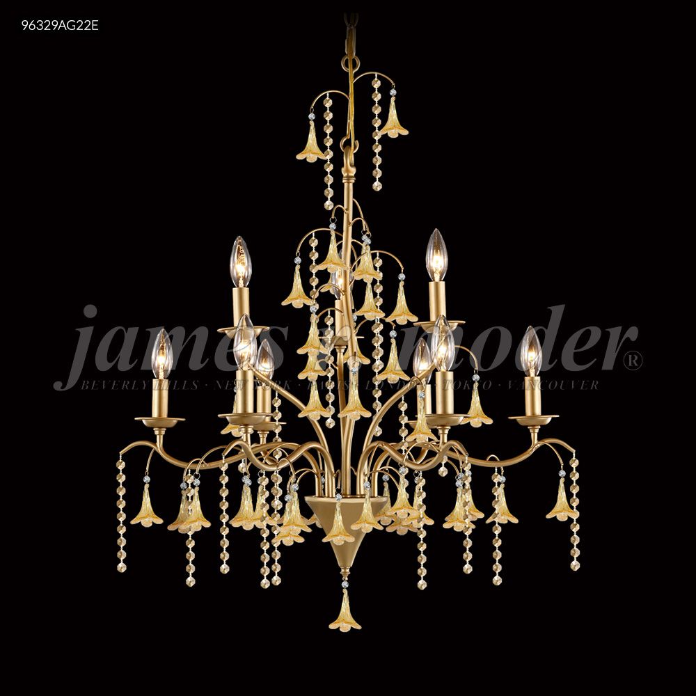 James R Moder Crystal 96329AG22E Murano Collection 9 Arm Chandelier in Aged Gold