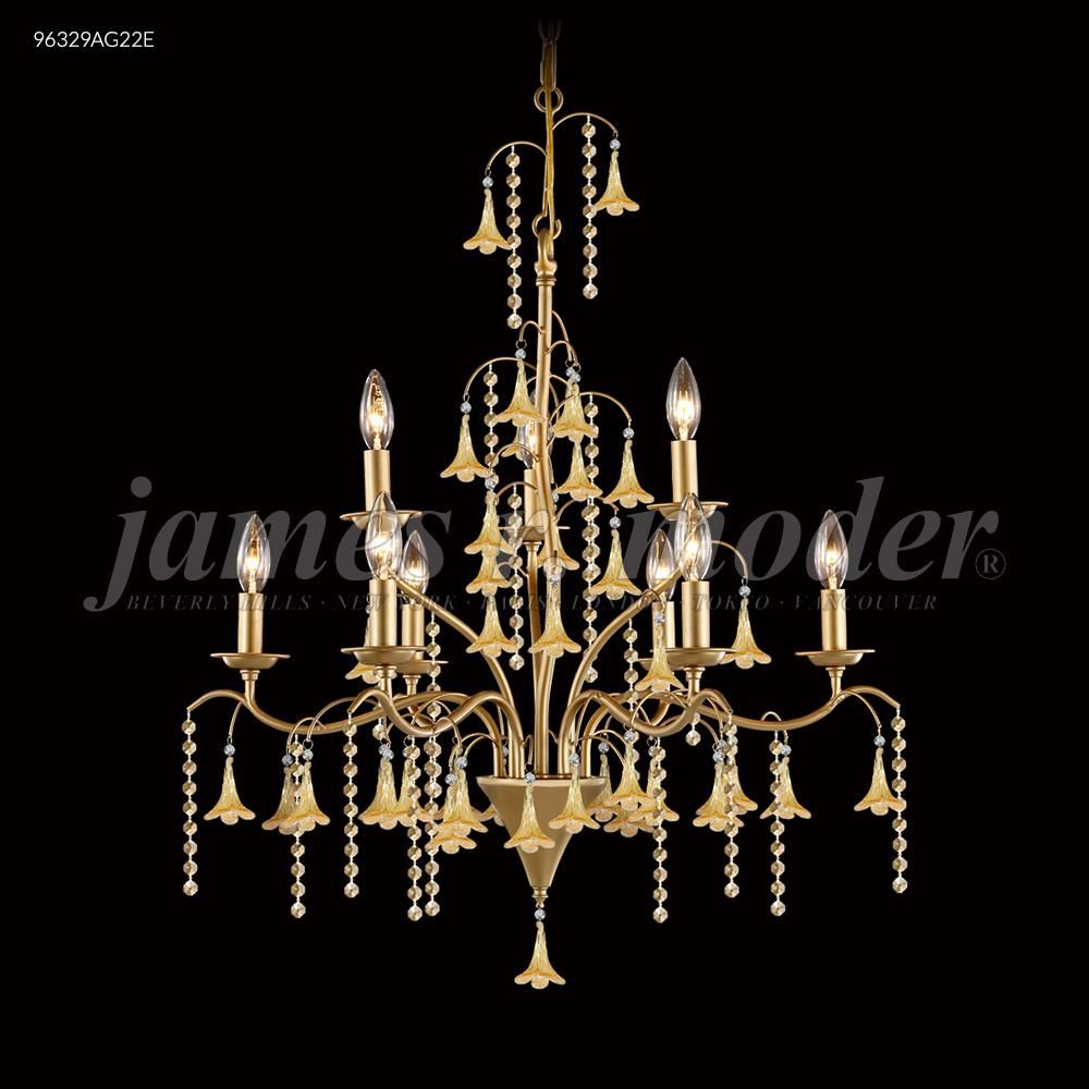 James R Moder Crystal 96329AG2BE Murano Collection 9 Arm Chandelier in Aged Gold