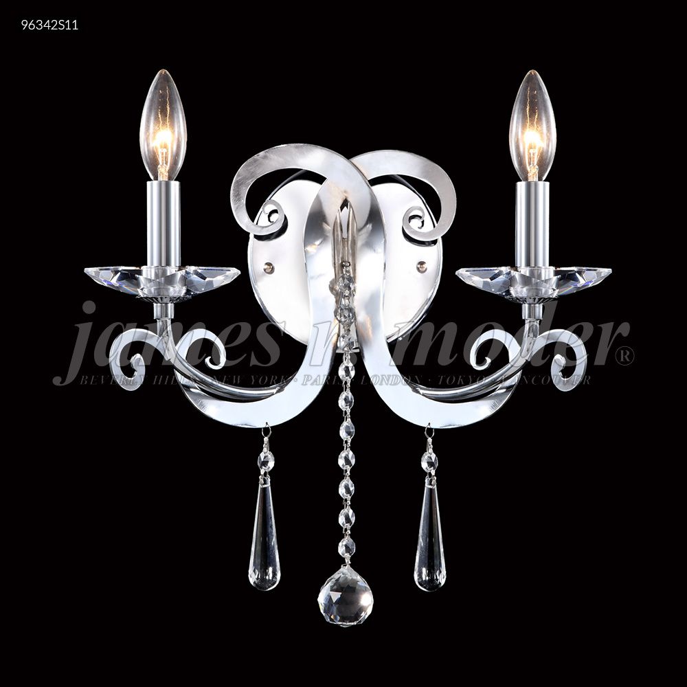 James R Moder Crystal 96342S11 Europa Collection 2 Arm Wall Sconce in Silver