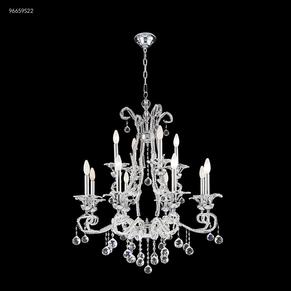 James R Moder Crystal 96659S22 Crystal Bead 8 Arm Chandelier in Silver