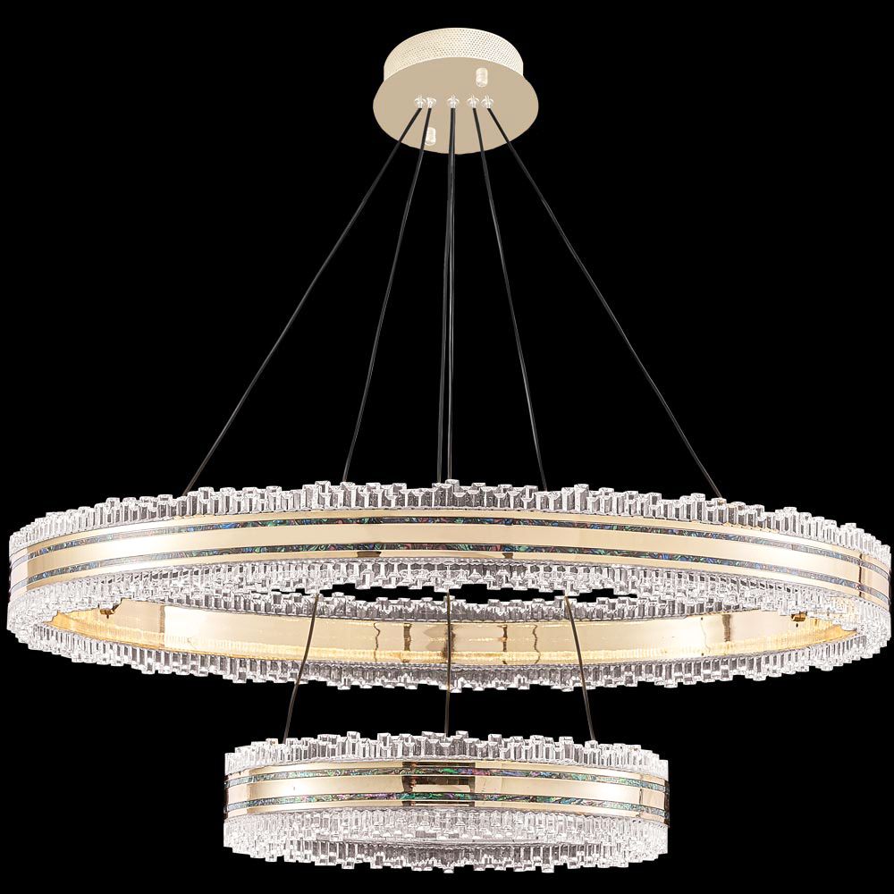 James R Moder Crystal 96932GP22LED Pearl LED Acrylic Chandelier In Rose Gold/Pearl Finish