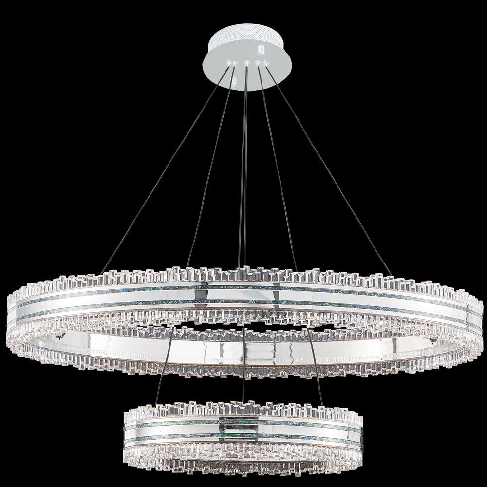 James R Moder Crystal 96932SP22LED Pearl LED Acrylic Chandelier In Silver/Pearl Finish