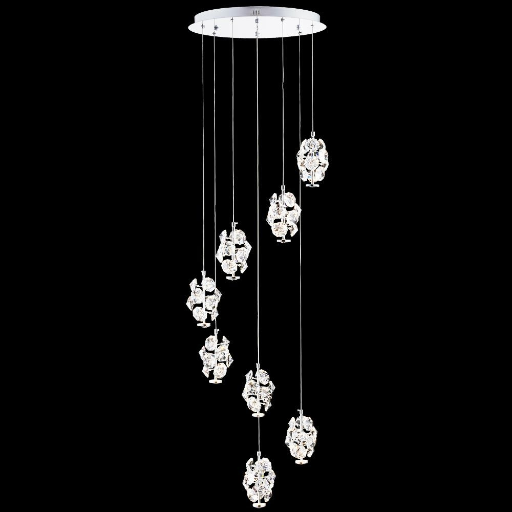 James R Moder Crystal 96947S22 Continental Fashion LED Contemporary 8 Light Crystal Chand In Silver Finish