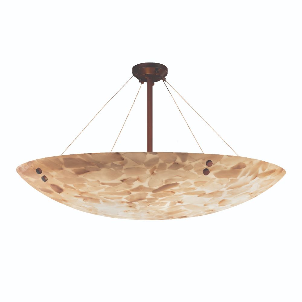 Justice Design Group ALR-9659-35-DBRZ-F4 Alabaster Rocks 60" Bowl Semi Flush Mount with Large Square Point Finials in Dark Bronze