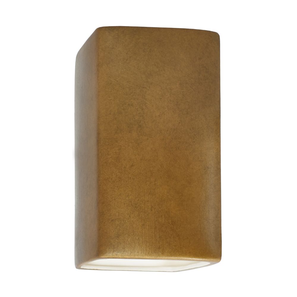 Justice Design Group CER-0910W-ANTG Small Rectangle - Closed Top (Outdoor) in Antique Gold