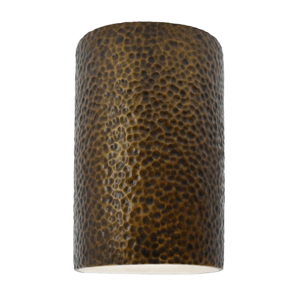 Justice Design Group CER-0945W-HMBR-LED1-1000 Small LED Cylinder - Open Top & Bottom (Outdoor) in Hammered Brass