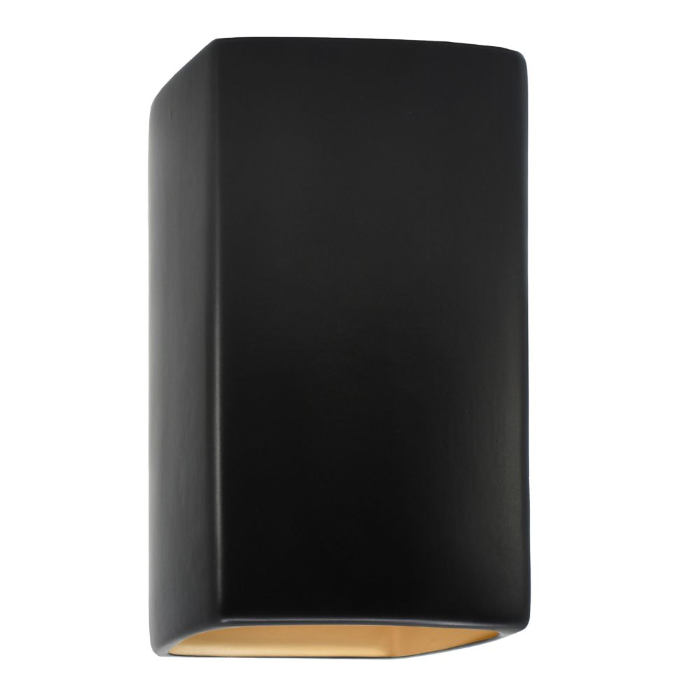 Justice Design Group CER-0950-CBGD Large Rectangle - Closed Top in Carbon Matte Black With Champagne Gold Internal Finish