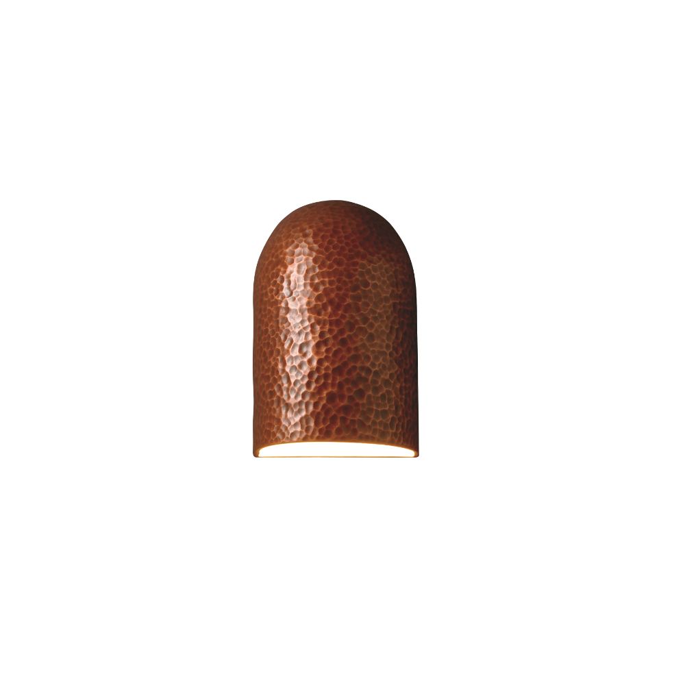 Justice Design Group CER-0970W-ANTC-LED1-1000 Small LED Domed Cylinder - Closed Top (Outdoor) in Antique Copper