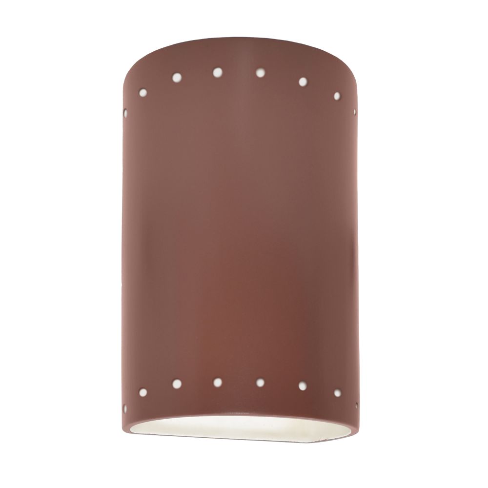 Justice Design Group CER-0995-CLAY-LED1-1000 Small LED Cylinder W/ Perfs - Open Top & Bottom in Canyon Clay