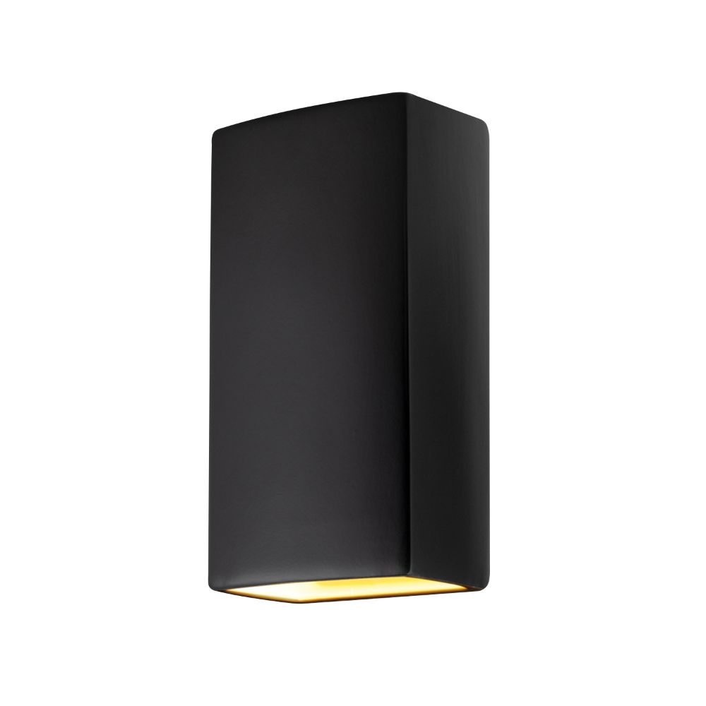 Justice Design Group CER-1170W-CBGD-LED1-1000 Really Big LED Rectangle - Closed Top (Outdoor) in Carbon Matte Black With Champagne Gold Internal Finish