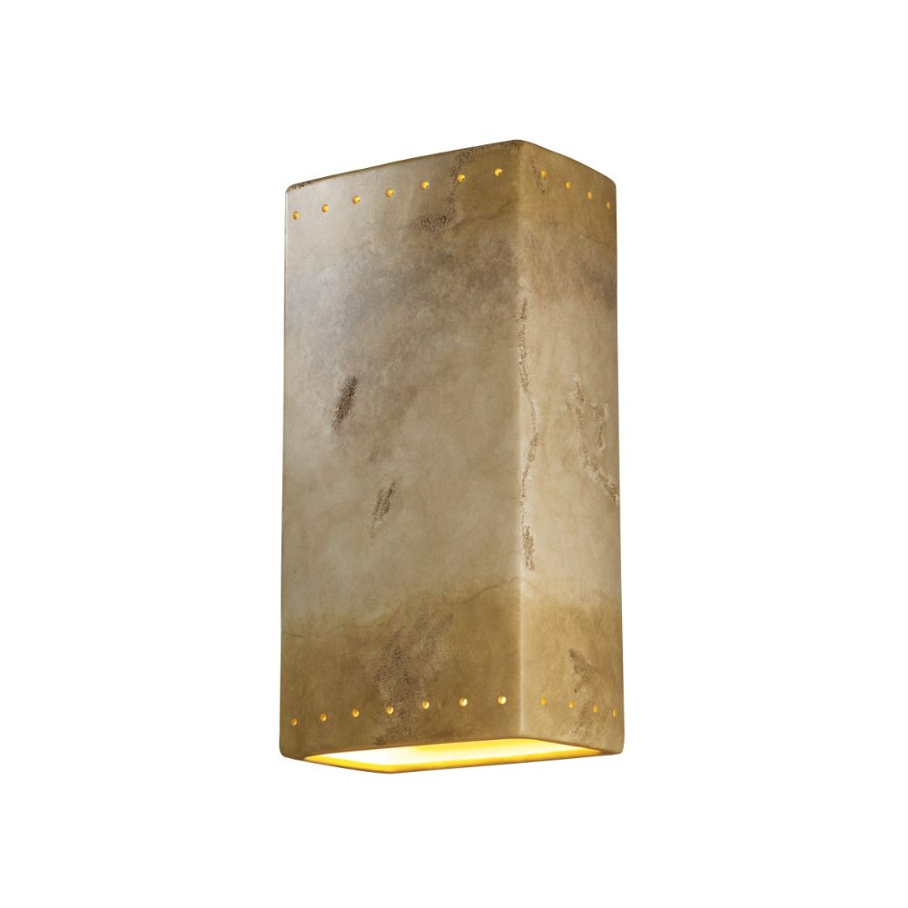 Justice Design Group CER-1180W-HMBR Really Big Rectangle W/ Perfs - Closed Top (Outdoor) in Hammered Brass